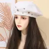 Sombrero Coreano para Mujer, Versión Coreana Estilo Británico Anillo Artista Sombrero, Boina Estilo Punk, Otoño Retro Remache Lana Sintética