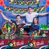 Mm358 Conjunto de Mesa para Festa com Tema Copa do Mundo de Futebol para 8 Pessoas, Conjunto de Quatro Peças, Pratos de Papel para Decoração de Feriado, Guardanapos de Papel, Copos de Papel