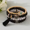 Bestseller transfronterizo estilo bohemio ojo turco borla colgante pulsera multicapa cordón elástico pulsera de cuentas