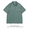 Polo pesado de estilo japonés para hombre, camiseta informal de manga corta con solapa de color sólido, estilo japonés, novedad de verano de 2024