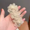 Pinza de Flor de Organza Estilo Coreano Pinza de Primavera Elegante para Parte Trasera de la Cabeza de Mujer Pinza Elegante de un Carácter Múltiples Pinzas para el Cabello Adorno para el Cabello