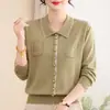 Outono 2026 Novo Estilo Tricô com Gola Redonda e Estampa Retrô para Mães de Meia-idade e Idosas Estilo Elegante que Afina a Cintura e Reduz a Idade