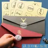 Papel de Carta Vintage Estilo Nórdico Ins Carta de Amor Pareja Tarjeta de Felicitación de Gama Alta Postal Bolsa Sello de Cera Estampado en Oro Premium