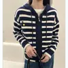 Cárdigan Suéter de Punto Rayado para Mujer de Otoño con un Diseño Único y de Alta Gama, Chaqueta Top Nuevo Estilo 2025