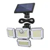 Lámpara de Pared Solar de Tres Cabezales con 333 LEDs Integrados, Lámpara Solar de Cuatro Cabezales para Exteriores con Sensor de Movimiento Humano, Múltiples Cabezales para Patio