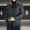Jaqueta de Penas Masculina Inverno Nova Acolchoada Quente Jovem Gola Alta Estilosa Casual Penas de Pato Brancas Casaco de Inverno Jaqueta Masculina