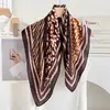 Bufanda de Seda Elegante con Estampado de Leopardo Europeo y Americano, Bufanda de Cuello Rayada de Lujo Ligero, Pañuelo Cuadrado Pequeño para Mujer 70cm, Chal Bufanda de Moda de Seda Artificial