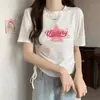 Camiseta de Algodón Puro para Mujer, Camiseta de Cuello Redondo Manga Corta, Nuevo Estilo Verano 2025, Hombro Normal, Top Dulce Fresco Ajustado Estilo Europeo y Americano, Chica Picante de Moda, Tendencia