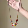Collar de Cuentas Cerámicas Coloridas Estilo Étnico para Mujer 2026 Nuevo Verano Estilo Vacaciones Playa Accesorio Cadena Larga para Clavícula
