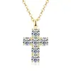 Colar Transfronteiriço Novo D Color Moissanite Cruz Prata Esterlina S925 para Mulheres, Luxo Leve, Deslumbrante, Corrente de Clavícula Simples e Versátil