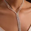 Collar de Borlas de Doble Capa con Pedrería Transfronterizo Europeo y Americano Súper Brillante Sentido de Alta Gama Cadena para Clavícula Personalidad Temperamento Estilo Fresco Accesorio para el Cuello para Mujeres
