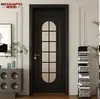 Fábrica de Guangzhou Porta de Madeira Maciça Pintada em Vidro Retro Francês Fivela Preta Porta de Quarto Porta Popular para Banheiro Personalização