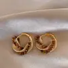 Pendientes Trenzados con Cuentas de Piedra Ojo de Gato Retro, Exquisitos Retro de Alta Gama, Versátiles, Pendientes de Diseño Moderno y Único