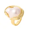 Moderna, Exagerada, Única, Perlas Irregulares con Forma Barroca, Anillo Abierto Ajustable, Joyería de Gama Alta de Nicho