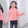 Camisa de manga larga nueva para niños Otoño/Invierno 2-15 años niños grandes de color liso a rayas de terciopelo cálida camiseta una generación de pelo