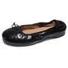 Versión de cuero suave~Zapatos de ballet planos estilo francés con lazo poco profundo de cuero genuino para mujer, zapatos planos retro tipo abuela sin cordones
