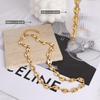 Estilo Europeu e Americano Ins Ponto Nariz de Porco Corrente terno Pulseira Colar Feminino Aço Titânio Banhado a Ouro Simples Joias terno