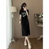 Traje da moda casual de verão novo elegante temperamento que rejuvenesce saia slim justa conjunto completo conjunto de duas peças cinza