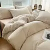 Juego de Ropa de Cama a Rayas Japonesas de Algodón Puro de Cuatro Piezas Sábana de Algodón Sencilla de Color Sólido Funda de Edredón para Dormitorio de Tres Piezas Comercio Exterior Transfronterizo
