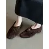 Zapatos Planos de Cuadrado Retro con Pliegues de Tacón Bajo First Encounter Season 2026 Nueva Moda de Nicho Versátiles de Boca Baja para Mujer