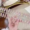 Parches de Uñas Postizas Desmontables Diarios Color Caramelo Hechos a Mano Portátiles para Uñas y Mejillas con Gradiente Suave Tipo Rubor Blanqueadores