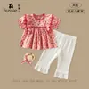 Conjunto Infantil Menina Pêssego 2026 Verão Novo Estilo Camisa e Leggings Bebê Crianças Verão Princesa Conjunto de Duas Peças