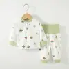 Mono de conejo para bebé, ropa interior de algodón, cuello alto, dos piezas, cintura alta, protección para la barriga, entrepierna, dibujos animados, ropa para casa