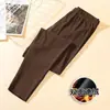 Calças quentes de veludo dupla face masculinas inverno cintura elástica forrada de lã leggings aquecimento de temperatura constante calças forro sem vestígios