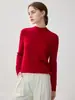 Nuevo suéter de punto minimalista versátil de corte ajustado para mujer, 100% cachemira, cuello semi-alto, otoño e invierno