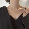 Collar Sencillo de Cuentas de Amor Estilo Coreano Moda para Mujer Lujo Ligero Gama Alta Retro Diseño Versátil Acero de Titanio Joyería Sin Color