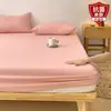 Sábana bajera de color liso, una pieza, algodón lavado, funda de cama antideslizante para una persona, protector de colchón de cobertura total, juego de tres piezas