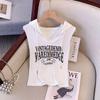 [Fábrica de Origen] Chaleco de Verano Nuevo con Estampado de Letras Retro, Tirantes, con Capucha, sin Mangas, Top Deportivo para Mujer