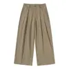 Pantalones Casuales Sueltos Retro Americanos para Hombre Tendencia Calle Alta Diseño de Bolsillo Plegado Pierna Ancha Pierna Recta Pantalones Largos Estilo Ropa de Trabajo