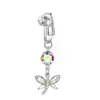 Anillos Falsos para Ombligo de Circonia de Venta Caliente Transfronteriza Sin Perforación, Tornillos para Ombligo de Colgante Colorido Europeos y Americanos, Clips para Orejas, Pendientes, Al por Mayor en Stock