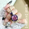 Nuevo Estilo Cuadrado Grande Corte Radiante Oro Negro Zirconia Rosa Personalizada Anillo Abierto Colgante Collar Set de Dos Piezas