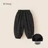 Pantalones de Algodón para Bebé Bangxuan Pantalones Rayados para Niños Estilo Coreano Joggers Sencillos para Niños Pequeños Pantalones Acolchados y Engrosados para Niños