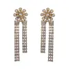 Para Exclusivos Brilhantes de Luxo Leve Moda Transfronteiriça Liga Robusta Full Diamond Corrente de Franja com Garras Flor de Flor Brilhante Longos Brincos Femininos