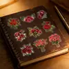 Pegatinas para Planificador de Pétalos de Rosa Diario Retro de Rosas Material Decorativo DIY Pegatinas Florales Papelería para Estudiantes Regalo