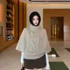 Estilo de principios de otoño, cuello alto, tejido de ochos, manga murciélago, capa casual, suéter cálido en gris caqui de la fábrica original