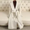 Abrigo de Lana de Alpaca Doble Cara para Mujer, de Longitud Media, Nuevo Estilo Otoño e Invierno, Solapa Amplia, Corte Delgado, Abrigo de Lana con Acabado de Alta Gama