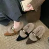 Zapatos Mary Jane Cálidos con Forro de Felpa para Aumentar la Altura para Mujer, Nuevo Estilo Invierno 2026, Zapatos de Algodón Peludos, Mocasines de Punta