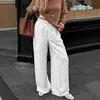 FCB combinado con pantalones casuales blancos de algodón y lino para mujer, colección de verano 2026, estilo callejero europeo y americano, de cintura alta, ligeros