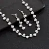 Joyería de Boda 2025 Moda Coreana Accesorios de Novia plata Collar de Diamantes Pendientes Pulsera Anillo Juego de Cuatro Piezas