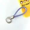Chaveiro de corda trançada com anel duplo chaveiro de couro PU colorido novo pingente para bolsa feminina chaveiro para pendurar na cintura