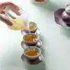 Diseño interior pintado a mano por Ino Kiyomatsu con motivos de glicinias, elegante taza de té de pie alto, exquisita taza de té kung fu, taza de degustación de té, taza individual