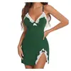 Bata Europea y Americana Transfronteriza Tallas Grandes Lencería Sexy Lencería Divertida de Encaje Ajustada sin Tirantes Push-Up Sexy Conjunto de Bata