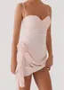 Vestido de Amazon transfronterizo plisado estilo europeo y americano primavera-verano nuevo de color liso ajustado sin espalda y sin tirantes