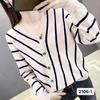Suéter Feminino Design, Roupa Externa Solta, Roupas Transfronteiriças Novas de Primavera e Outono, Camisa Básica Estilo Nicho, Top Tricotado Decote V