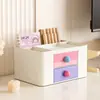 Caja de almacenamiento tipo cajón de escritorio en estilo romántico parisino, organizador de papelería para escritorio de estudiante, gran capacidad, apilable