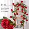 Montaña de Nieve Simulada Flor de Rosa Enredadera Flores Falsas Cubierta Decorativa para Envolver Tubo de Aire Acondicionado Flores de Enredadera para Arco de Boda Paisajismo